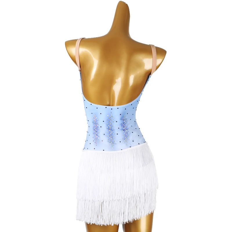 

2025 New White Women Latin Dance Dress Sexy Outdoor Woman Ballroom Party Fringe Skirt Practice Wear Line suit Girl Sports Stage
