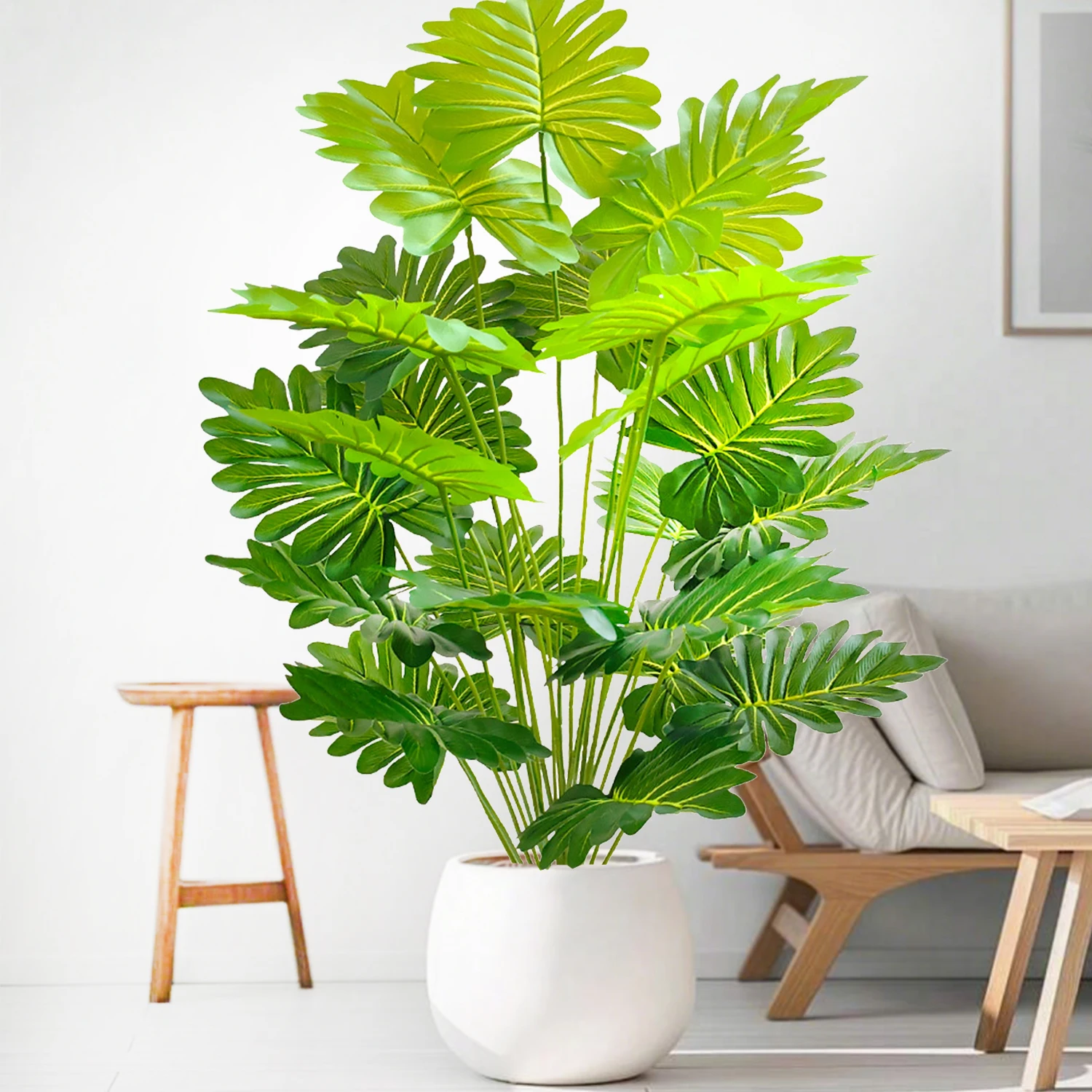 56-104 cm / 40,9 pulgadas Hoja de Filodendro Artificial, Hoja de Tortuga, Hoja Colorida Rosa, Adecuada para Decoración del Hogar.