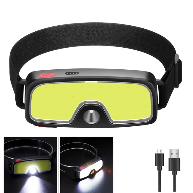 Neue Upgrade Tragbare LED Kopf Lampe Eingebaute 1200mah Batterie COB Scheinwerfer USB-C Wiederaufladbare Wasserdichte Taschenlampe Camping Taschenlampe