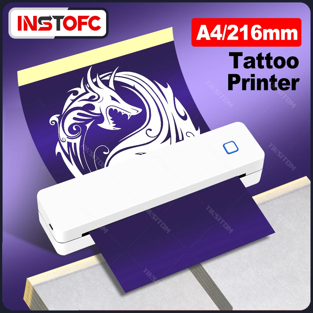 

Портативный Bluetooth-принтер для татуировки A4, беспроводной тату-трафарет, подходит для художников и начинающих, поддерживает телефоны/планшеты/ПК