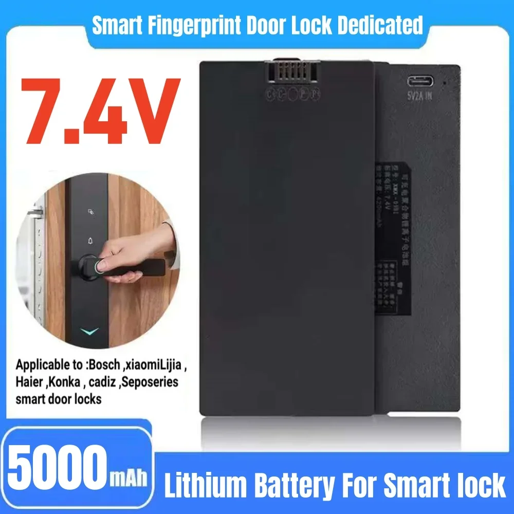 

5000mah 7.4V Polymer Lithium Smart Door Lock Battery For Xiaomi Bosch Haier Ect