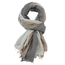 Cross-Border Men's Simplicity Three-Color Stitching Yarn-Dyed Scarf Export Autumn New Casual Light Thin Scarf Wholesale