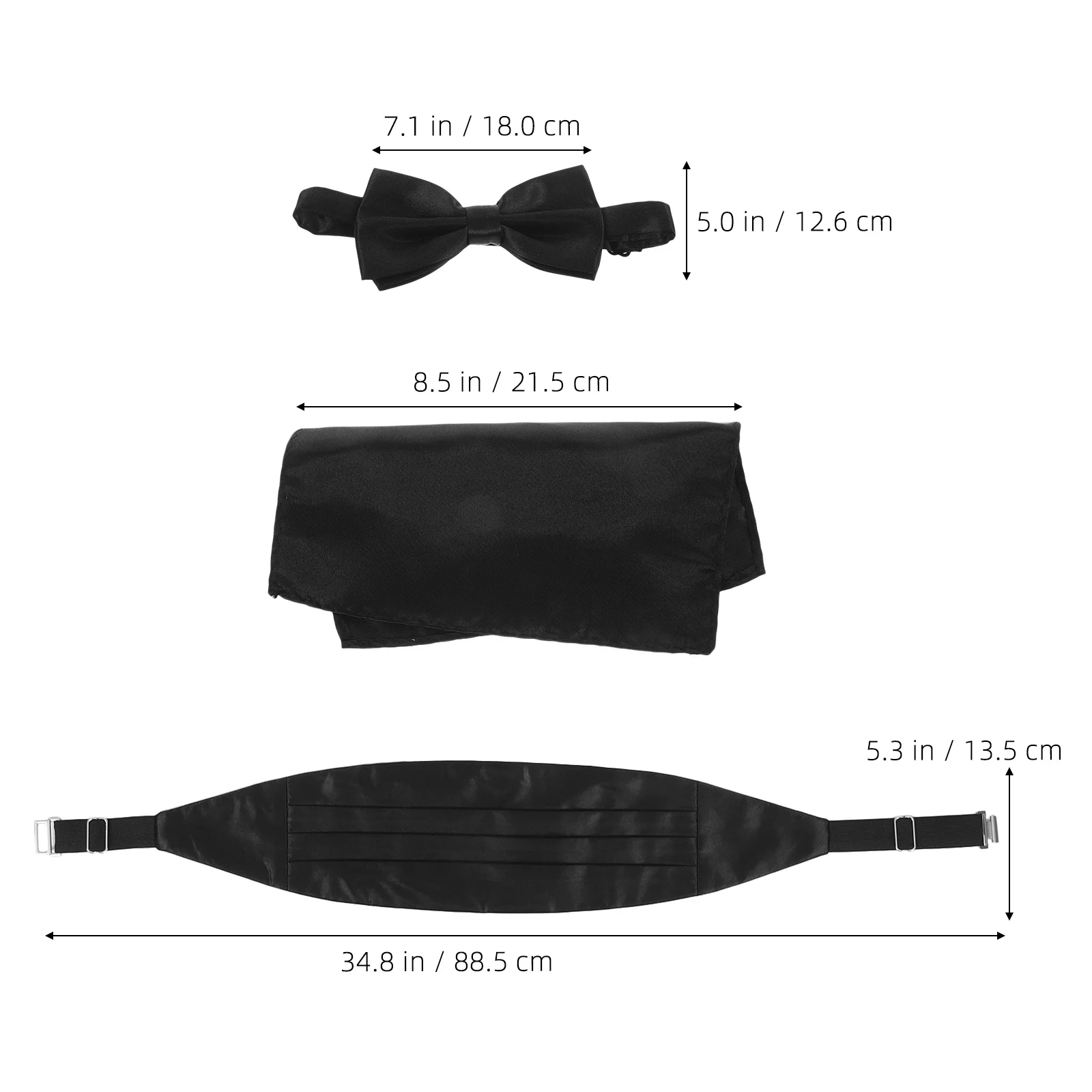 

1Set Men's Pre-Tied Bow Tie Cummerbund Set Solid Color Tuxedo Accessory Pocket Square Wedding Party Handkerchief Kit