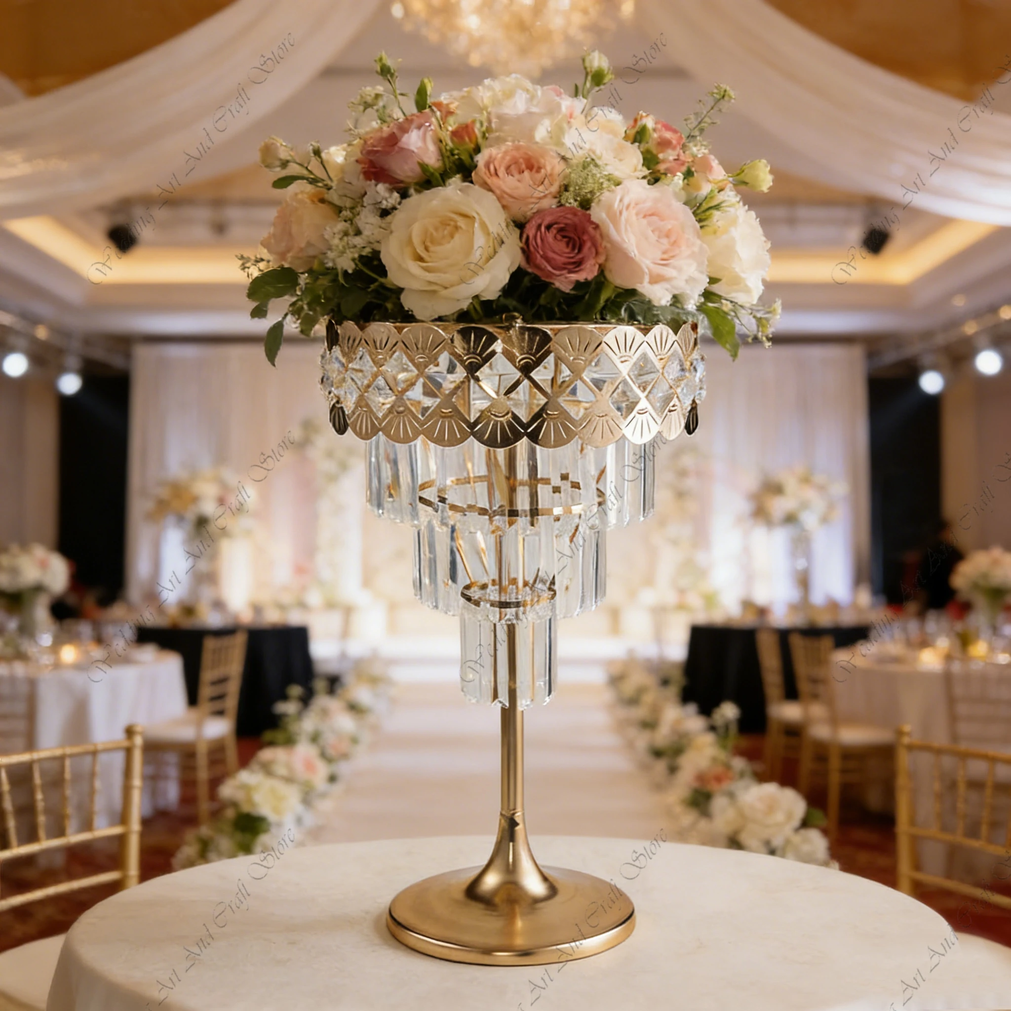 

10pcs f30 80-120cm Wedding Flower Stand With Crystal Chain Holiday Party Dinner Table Centerpieces Home Party Decoration ivy808