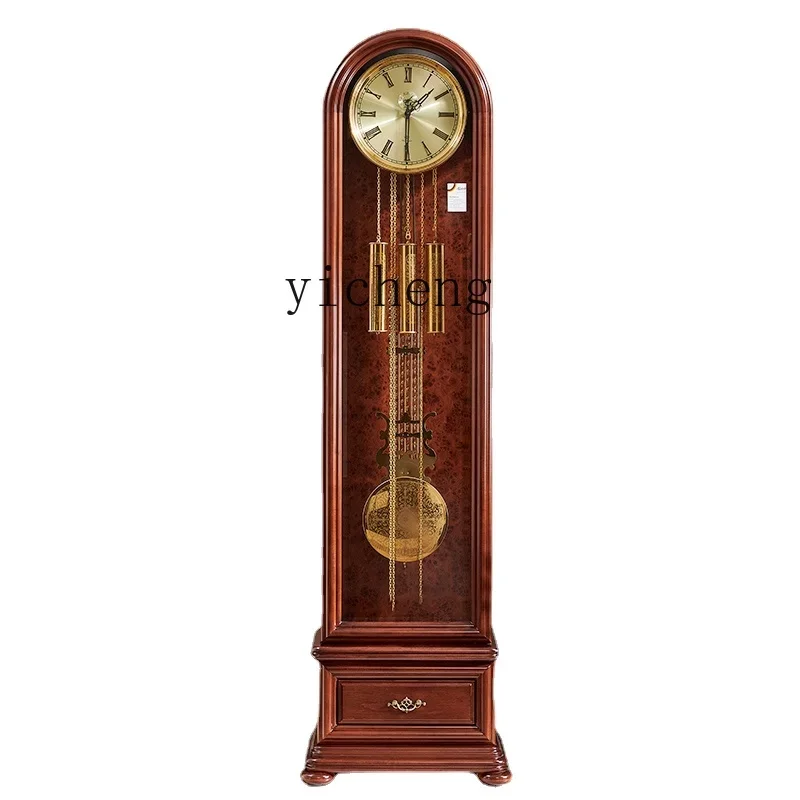 ZK Mechanical Floor Clock Chinese Style Retro Living Room Clock Vertical Clock Villa American Style Pendulum Clock