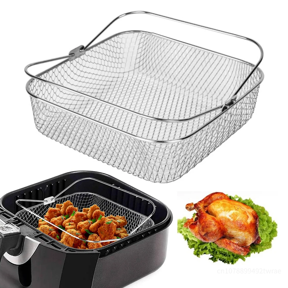 8 inch Air fryer Basket Compatible for Instant Vortex,Air Fryer Accessories for COSORI,Stainless Steel Mesh Air Fryer Basket
