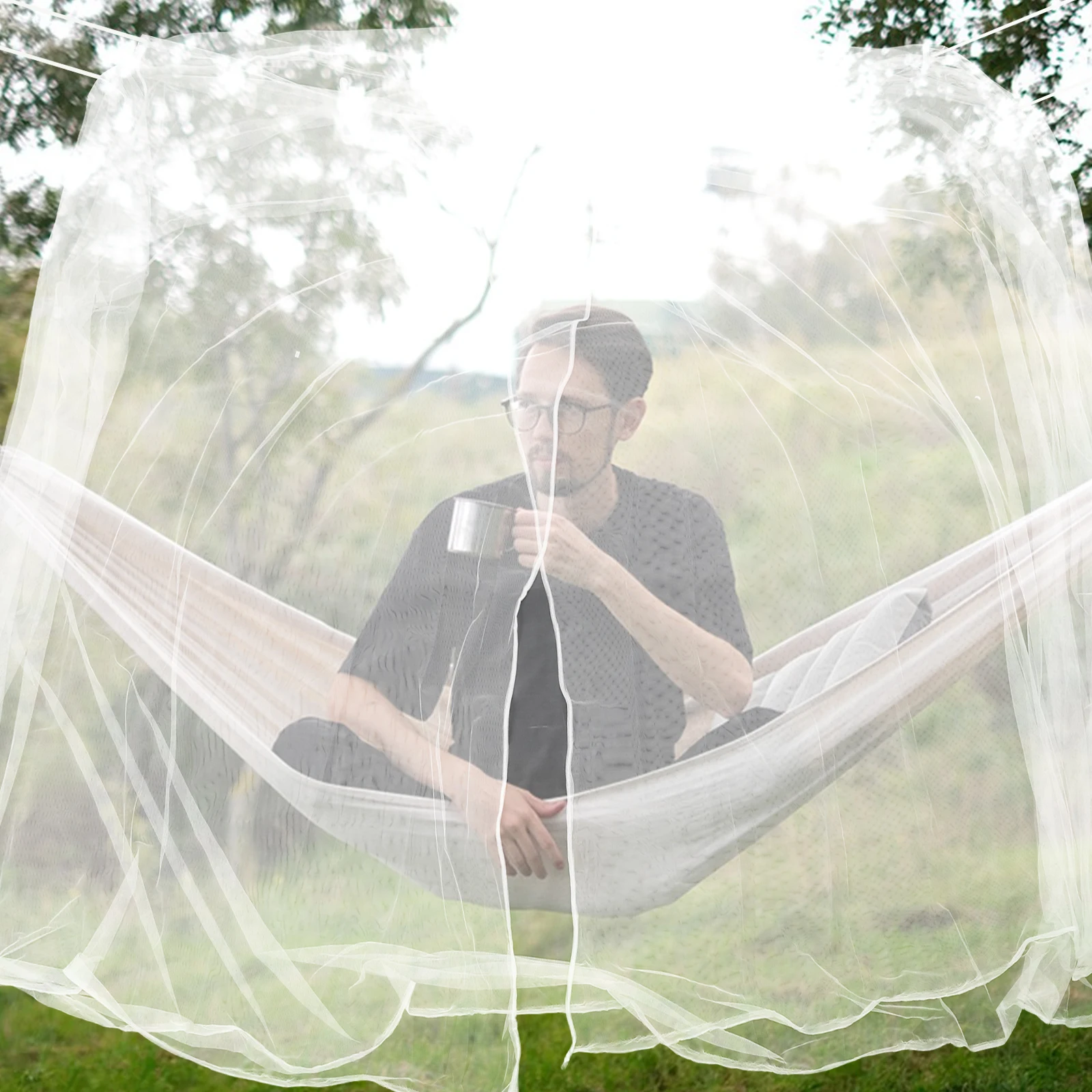 

Outdoor Camping Mosquito Net Rectangular Bed Canopy Four Corner Foldable Breathable Mesh Netting for Patio 78.6x47.2x78.6