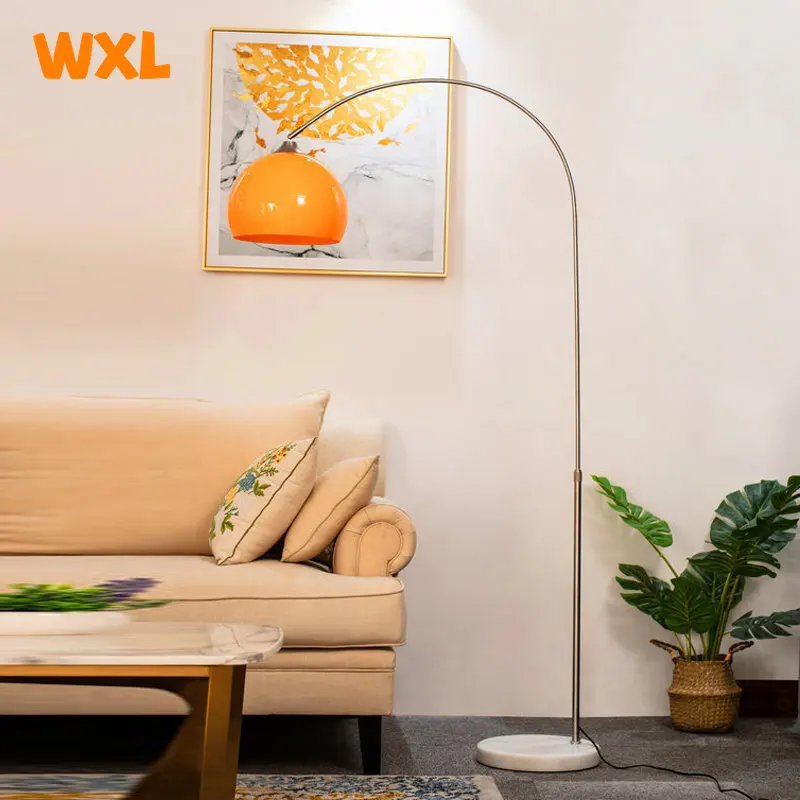 Modern Minimalist LED Floor Lamps Sofa Bedside Led Floor Lamp Table White Orange Fishing Long Stand Light Room Decoration