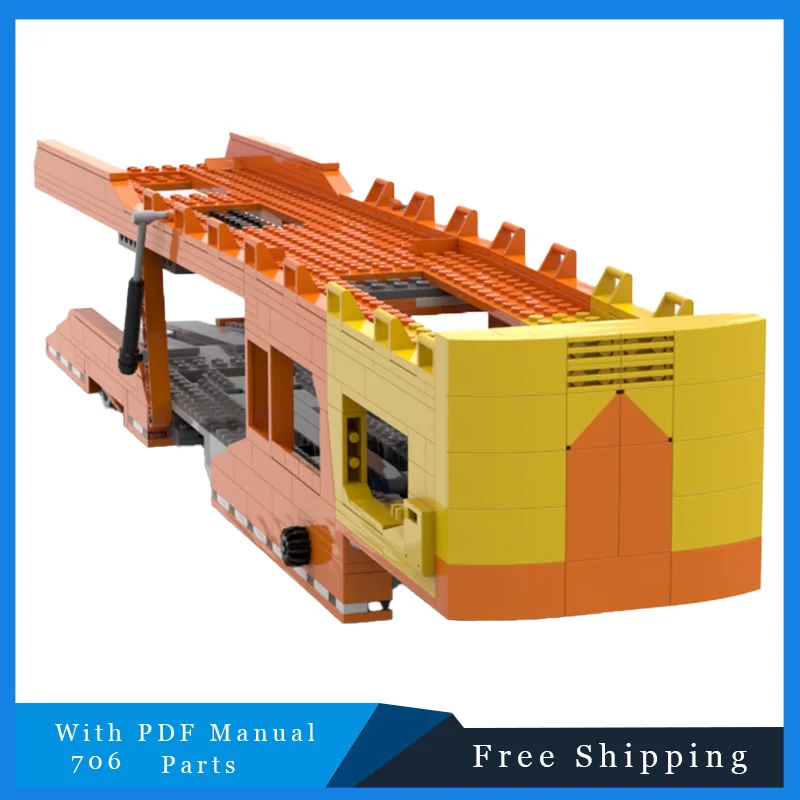 706 PCS MOC Bouwsteen Oranje Sportwagen Trailer Technisch Model Creatief Onderwijs DIY Montage Speelgoed Voor Kinderen Kerstcadeau