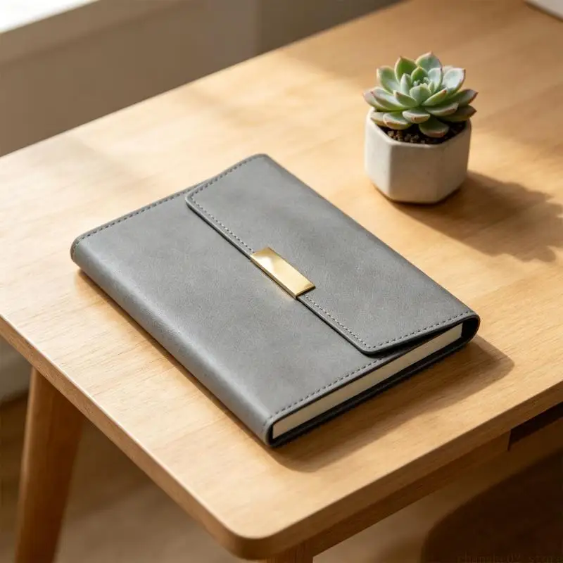 Hardcover PU Leather Notebook 128 Sheets Lined Button Closure Notepads