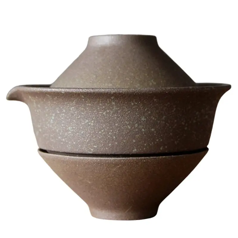 

Best- Tea Cup Set 1 Pot 2 Cups Portable Travel Teaware Vintage Style Home Office Drinking Ware Drinkware