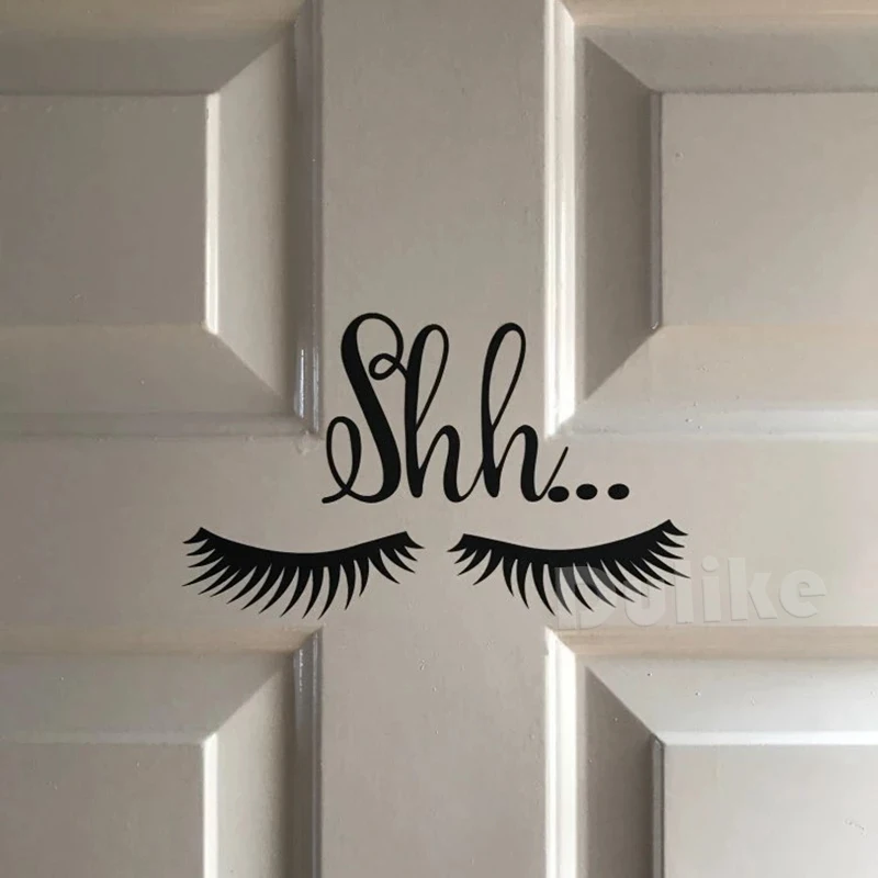 Eyelash Shh Minimalist Vinyl Decals Baby Sleeping Decal Removable Shh Wall Stickers Nursery Door Decor, Baby Room Wall Decor