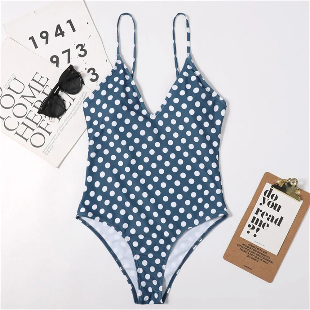 Retro Polka Dot Bikinis setzt Badeanzug ein Stück Urlaub Bade bekleidung Frauen Badeanzug String Strand Outfit Micro Bikini