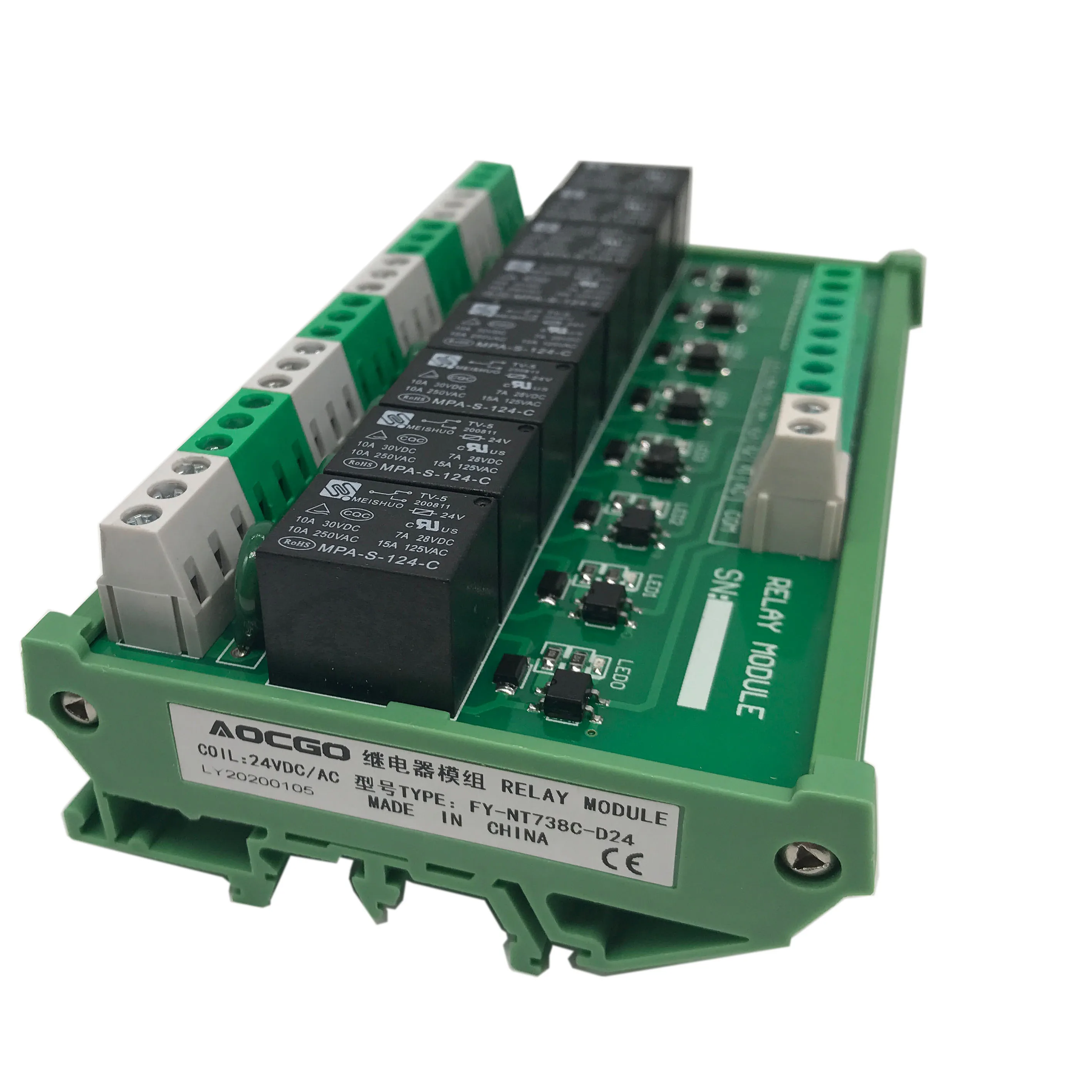 8 Channel T73 Interface Relay Module 24VDC DIN Rail Panel Mount