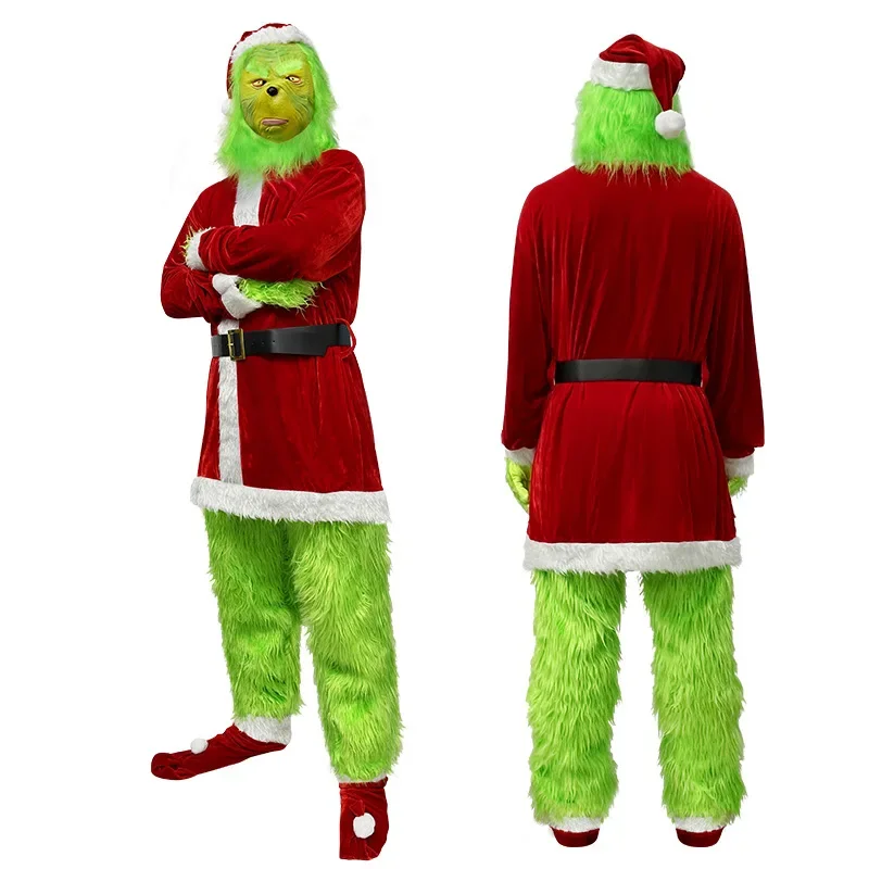 Disfraces de Navidad, Disfraz de Papá Noel, Monstruo de Pelo Verde, Grinch, Disfraces para Halloween, Mascarada, Carnaval, Fiesta, Actuación
