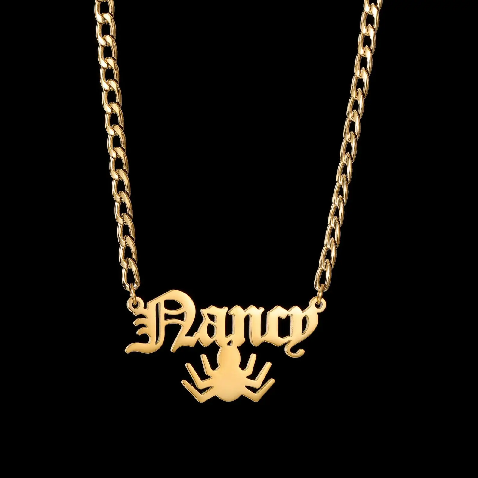 

Custom Halloween Jewelry Personalized Name Necklace Gothic Name Plate Necklace Spider web Name Necklace Halloween Gift for Women