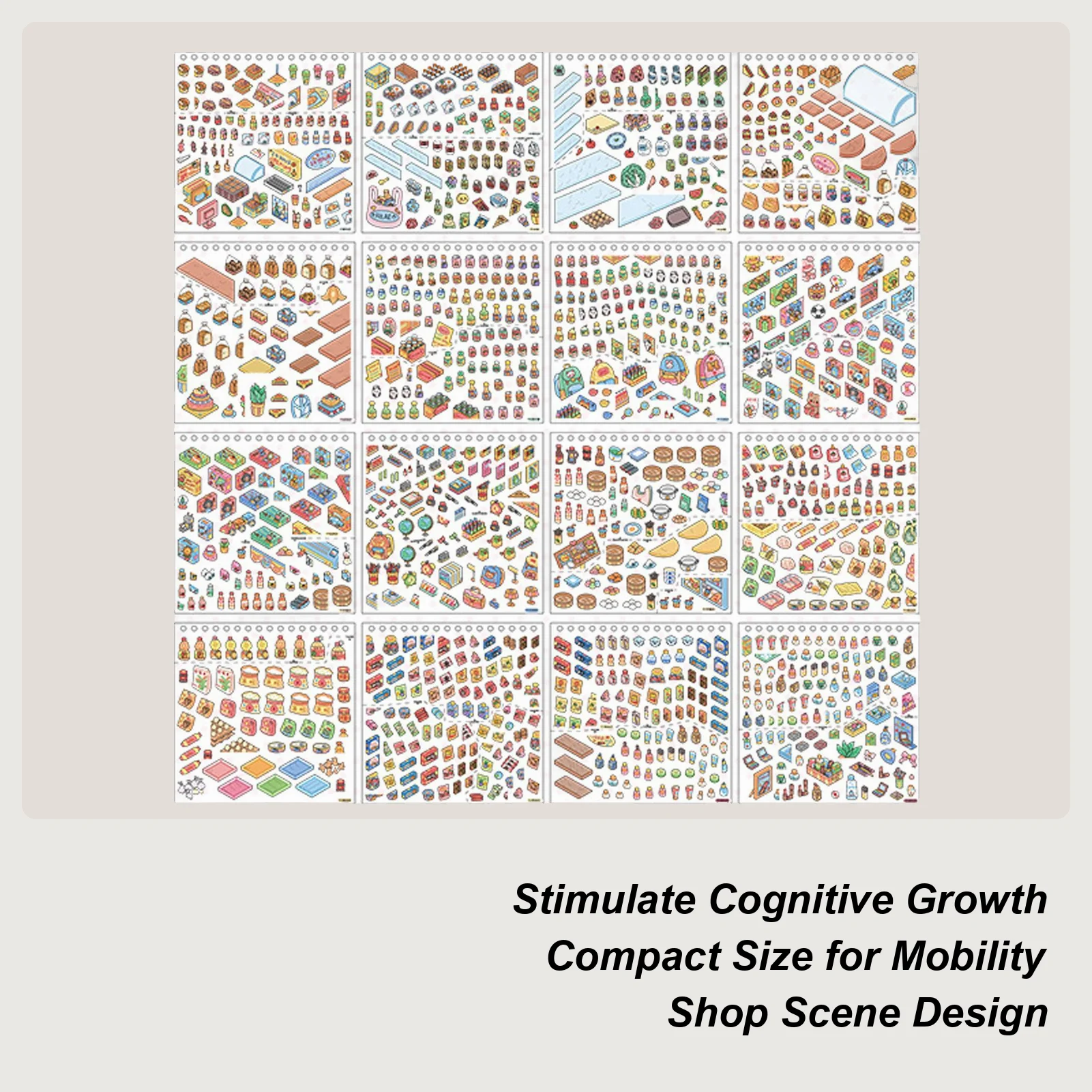 Miniature Scene Sticker Book Shop Scene Stickers For Children Mini DIY Decals For Kids Craft Enthusiasts Rainy Day Activity