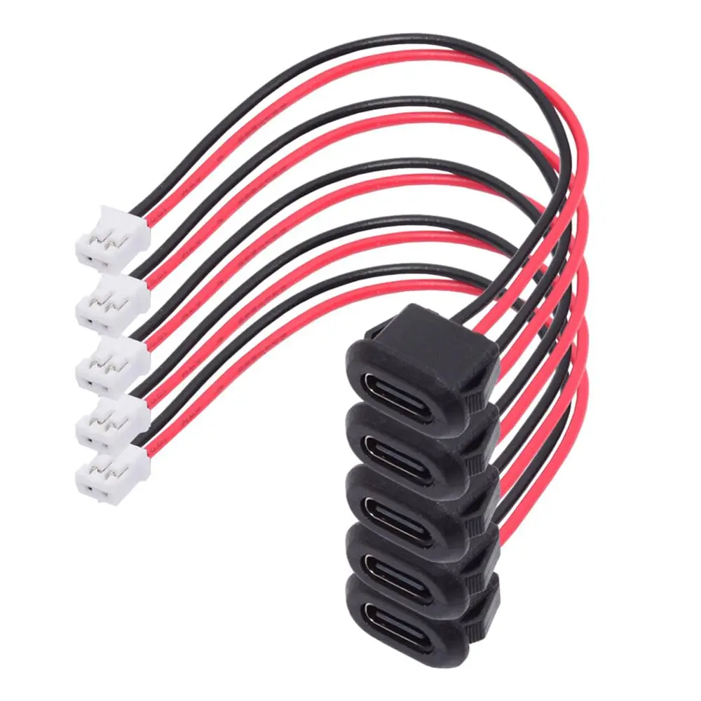 5pcs Type-C Female Chassis Waterproof 2P Solder Wire Type USB C Pigtail Cable USB-C Plug to 2 Pin Bare Wire Open End Connector image 5