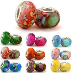 2Pcs/Lot Crystal Murano Glass Coloured Stone Shape Charm Beads Fit Original DIY Brand Bracelets Necklaces Bangles Jewelry Making