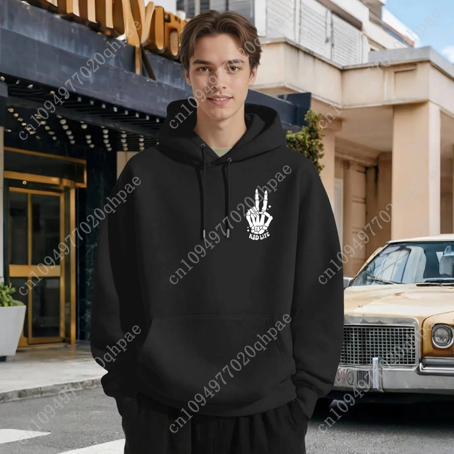 Boys Graphic Hoodies Funny Hooded Sweatshirt for Teen Boys Skeleton Printed Youth Boy Streetwear Pullover Hoodie