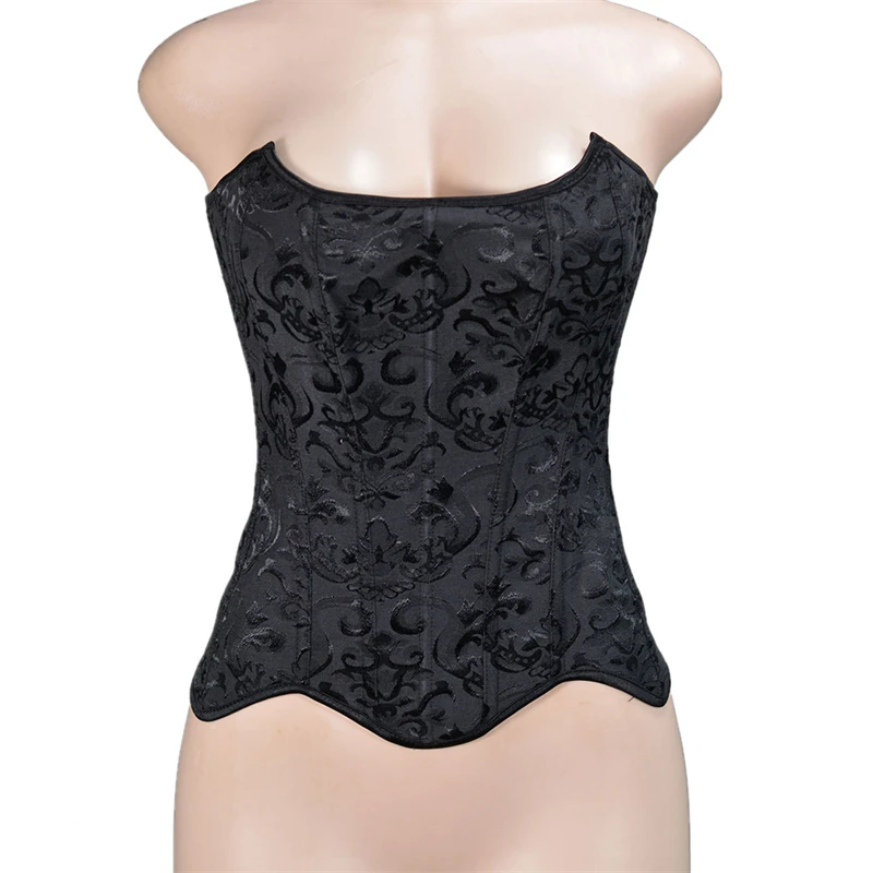 

Винтажный черный корсет, женский жаккардовый корсет без бретелек, тренажер для талии, панк-готический корсет, лиф, нижнее белье, женская уличная одежда, корсеты