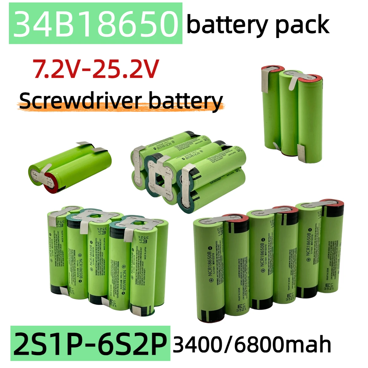18650  Rechargeable Battery 3400mAh 6800mAh 20A Discharge Battery Pack 12V 16.8V 21V For Cordless Electric Drill Screwdriver