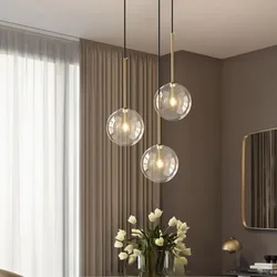 Nordic Clear Glass Lampshade Hanging Light Creative Restaurant Chandelier Simple Bar Cafe Loft Bedroom Decorative Lamps