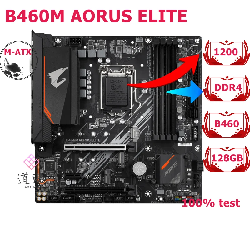 

For B460M AORUS ELITE Motherboard 128GB M.2 LGA 1200 DDR4 Micro ATX B460 Mainboard 100% Tested Fully Work