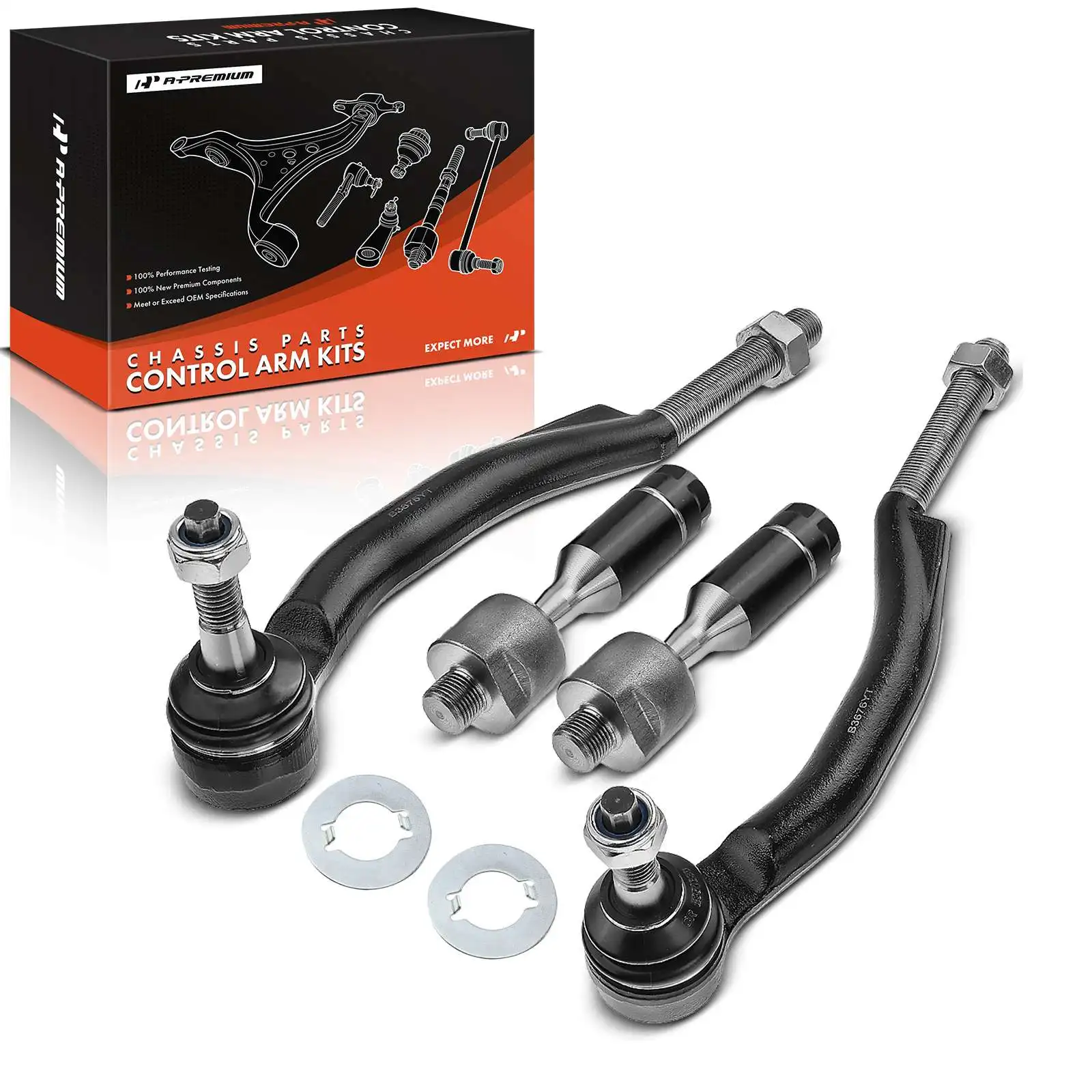 A-Premium 4x Inner & Outer Tie Rod End for GMC Envoy 2002-2009 Envoy XL 2002-2006 Saab 9-7x 2005-2009 Buick Rainier 2004-2007