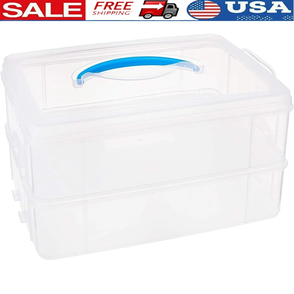 

Портативная штабелируемая корзина для хранения, прозрачный контейнер без BPA, инструменты, поделки, настраиваемые лотки, можно мыть в посудомоечной машине, 14,1x10,5 дюйма