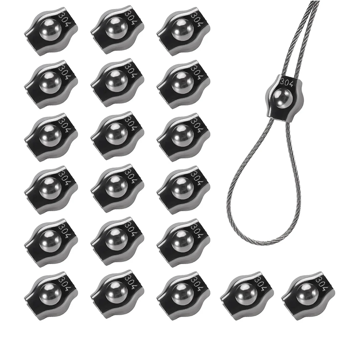 AAA87 20 шт. 5/32 дюйма зажим для троса из нержавеющей стали, симплексные одинарные зажимы для троса для троса 5/32 дюйма