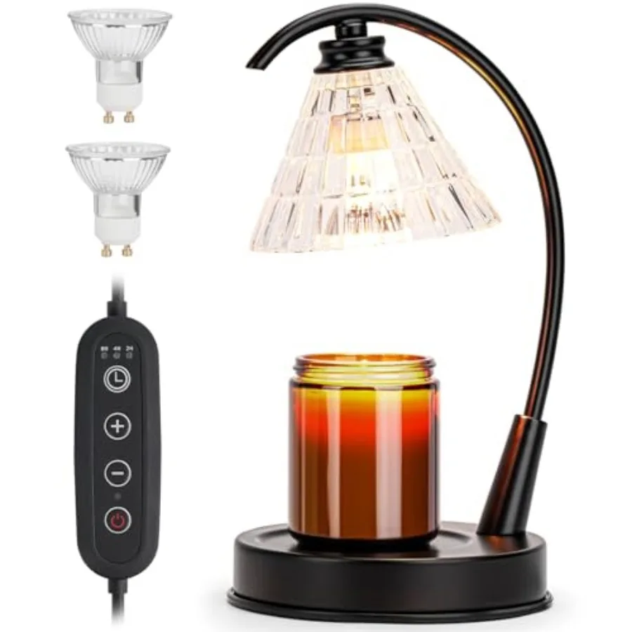 

Candle Warmer - Electric Candle Warmer lamp with Timer and Dimmer top Down Adjustable Light Candle Warmer Lantern with 2 Bulbs