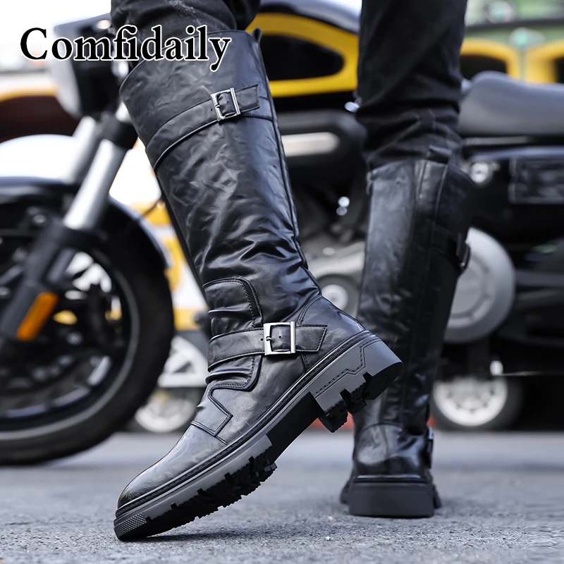 Modische Motorradstiefel für Herren im britischen Stil, hochgeschnittene, bequeme Herrenschuhe mit weicher Sohle, trendig und stilvoll-C1309 – Detail 6