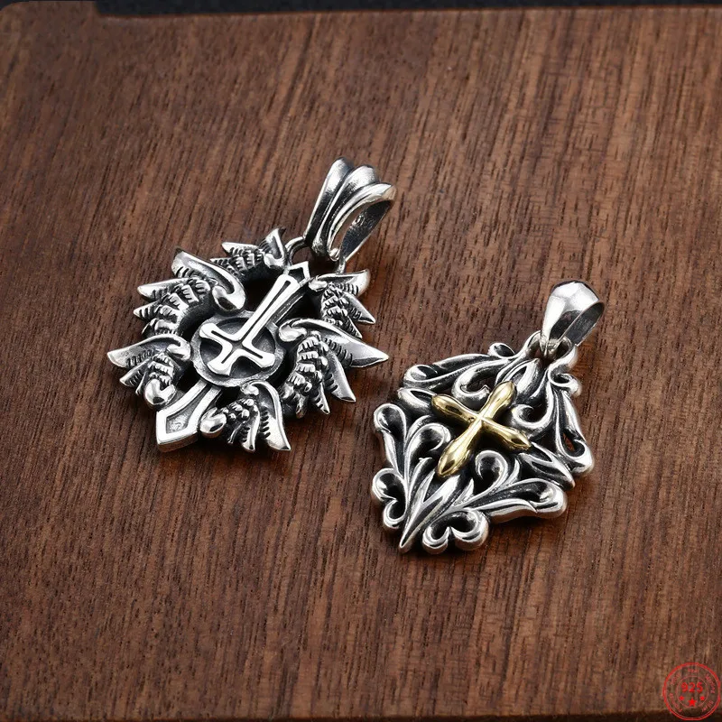 

Trendy S925 Sterling Silver Charm Pendants 2022 New Fashion Hollow Eternal Vine Cross Argentum Hanging Jewelry for Man Women