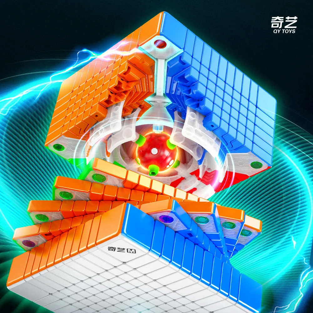 

QiYi Magnetic 11x11x11 Cube Core Магнитная версия Профессиональная скорость без наклеек 11x11X11 Кубики-головоломки Cube