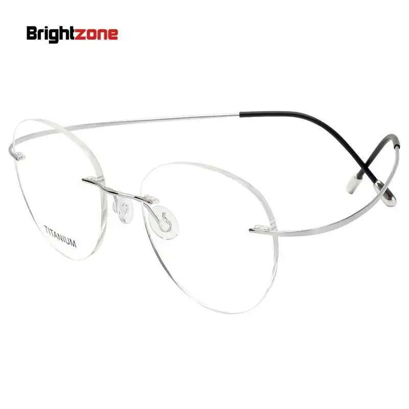 

Brightzone винтажные овальные круглые без оправы из чистого титана Rx-able оптические очки в оправе для близорукости очки по рецепту очки унисекс