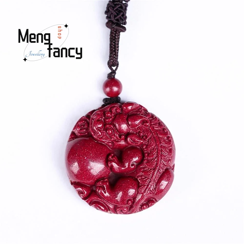 Pendentif cinabre de minerai brut Ruyi Pixi Nafu, bijoux de mode exquis, amulettes artisanales les plus connues, souvenir de mascottes, cadeau de vacances