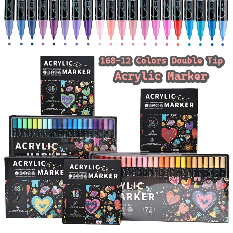 double tip acrilico marcador para desenho manga graffiti crafts dot nib escritorio e escola artigos de papelaria estetica 12 cores 72 cores 01