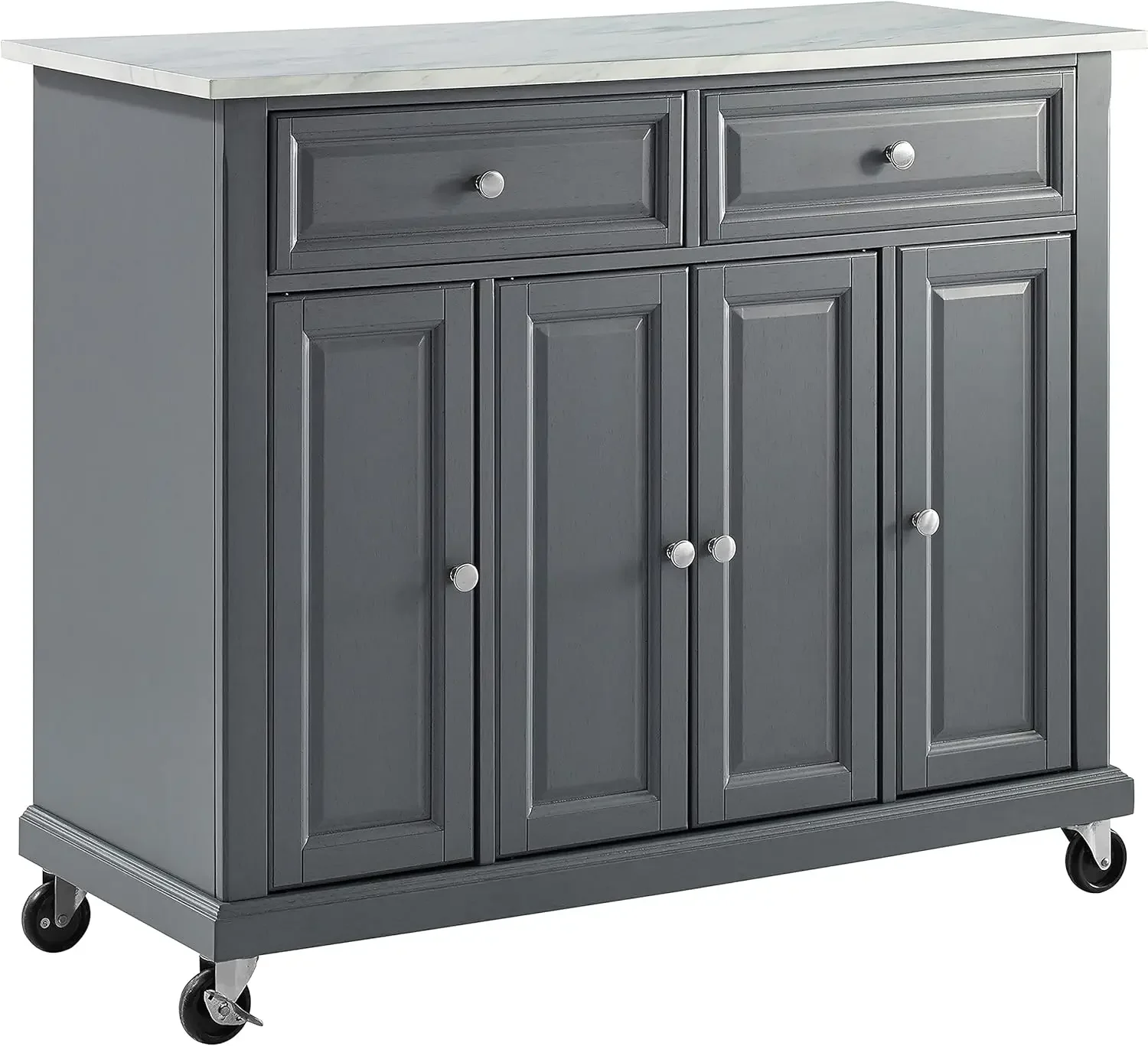 KF30043EGY Avery Kitchen Island with Paper Marble Top, Gray