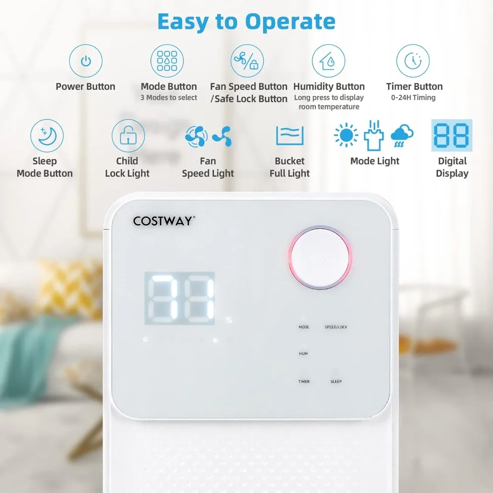 2,000 ตร.ม. เครื่องลดความชื้น Ft สําหรับห้องขนาดใหญ่และชั้นใต้ดิน, เครื่องลดความชื้น 32 ไพน์พร้อมท่อระบายน้ํา, 4 โหมด, ความเร็ว 2 ระดับ, ตัวจับเวลา 24 ชม., ละลายน้ําแข็งอัตโนมัติ