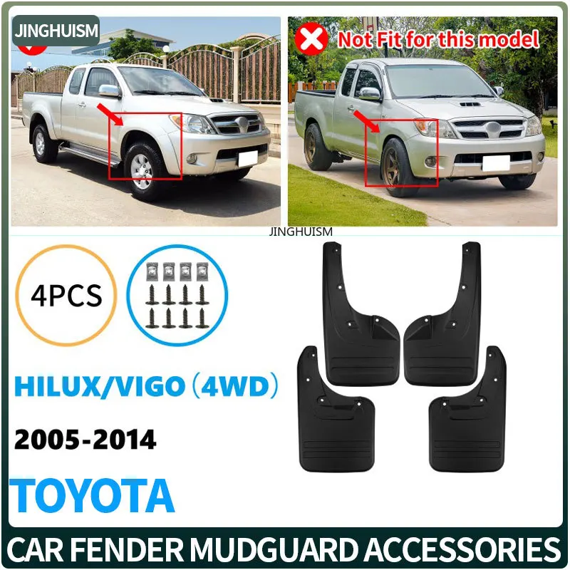 4WD Fender Flares For Toyota Hilux Vigo 2005-2014 ABS Black Front Rear Pair Auto Body Exterior Modification Car Part Accessories