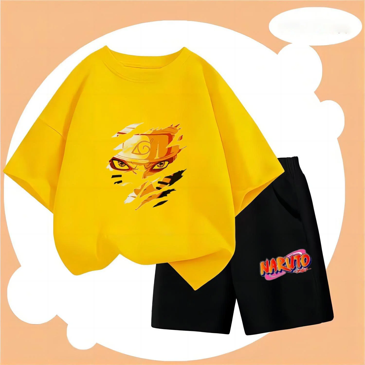 

Boys 2024 Children's Clothing Naruto Suit Couple -shir T Shirt Set Girl Clothes 2 to 12 Year Top Summer Mother Kids