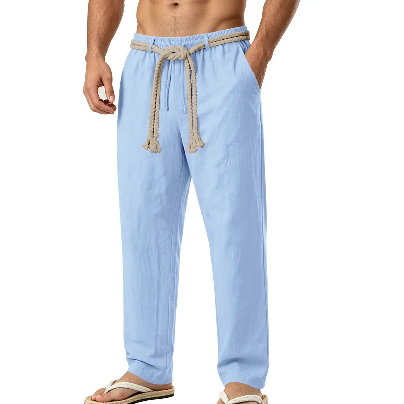 

Men Linen Pants Hawaii Vacation Style Breathable Straight Leg Trousers Casual Loose Outdoor Beach 2026 Pants for Man Summer