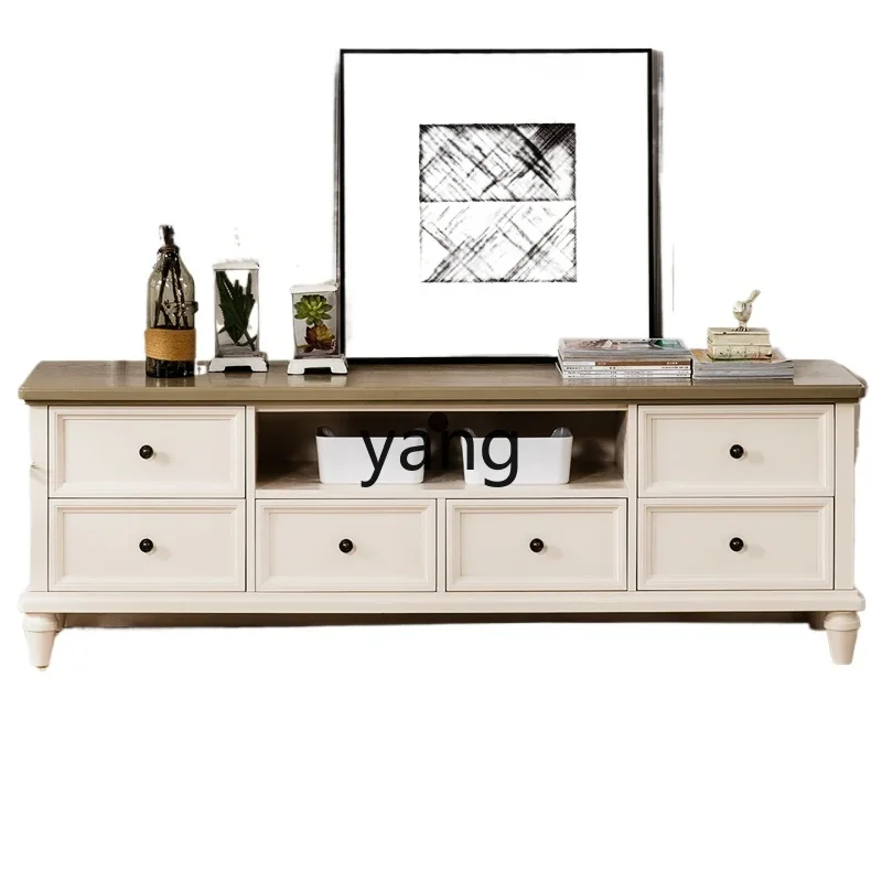 LH all solid wood cream wind small apartment living room floor cabinet TV cabinet