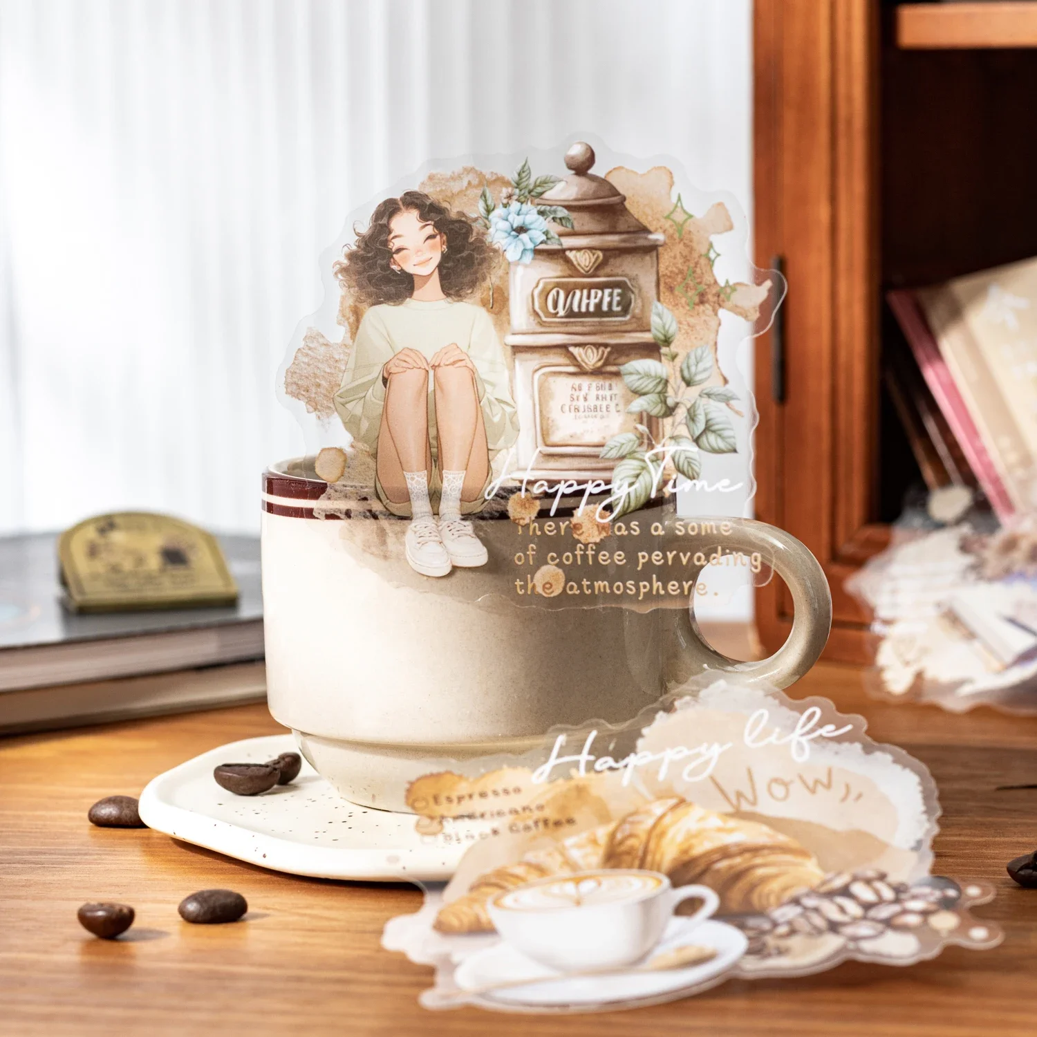 Today's Suitable Coffee Series Vintage Character Landscaping PET Sticker Creative DIY Journal Material Collage Stationery