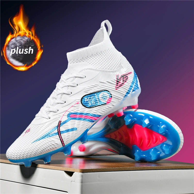 Men Football Shoes Winter Warm Soccer Shoes Society Cleats Professional Fast Outdoor Football Field Boots Training Sneaker Match