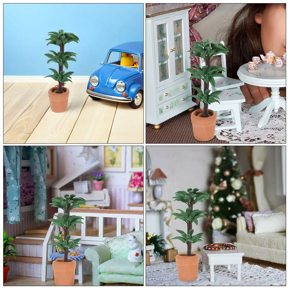 

2Pcs Miniature Dollhouse Garden Brazilwood Plants Realistic Resin Potted Mini Plant Accessories for Micro Landscape Home