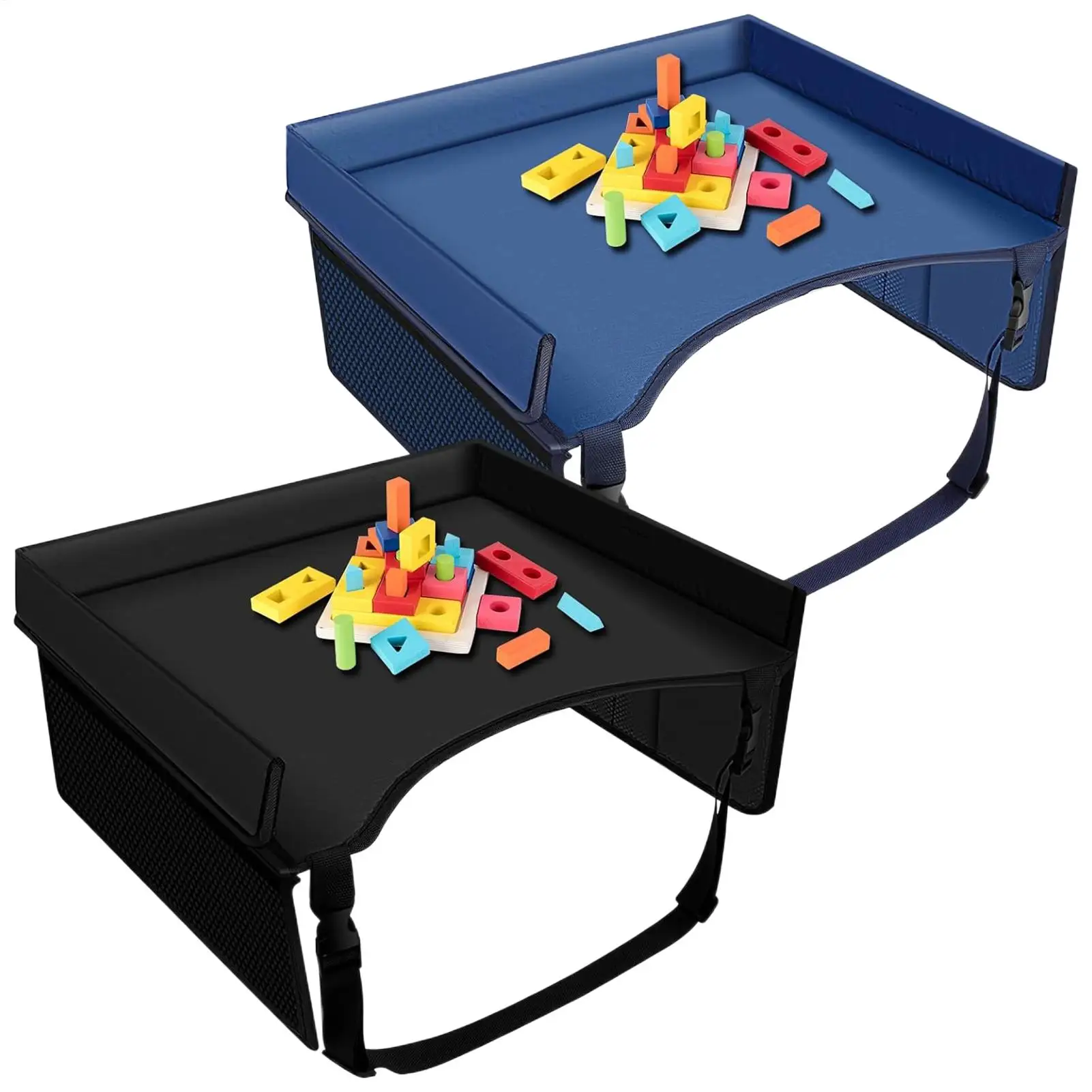 Car Seat Travel Tray Safety Seat Play Table Organizer Storage Snacks Toys Cup Holder Waterproof For Baby Children Kids Stroller