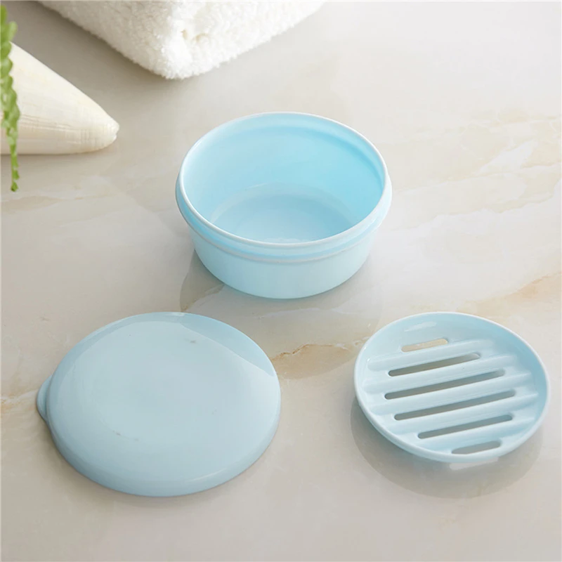 Plastic Soap Container Soap Bar Holder Travel Case Portable Round Soap Dishes with Lid Leak-Proof Soap Box for Shampoo Bar