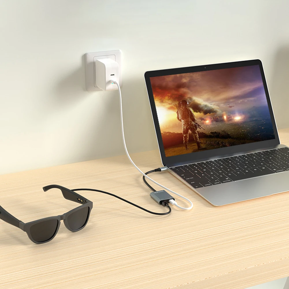 AR Transmission Charging Module PD100W&Data Transfer Cable USB-C HUB Multiport Adapter For XREAL /Rokid/Thunderbird Air Glasses